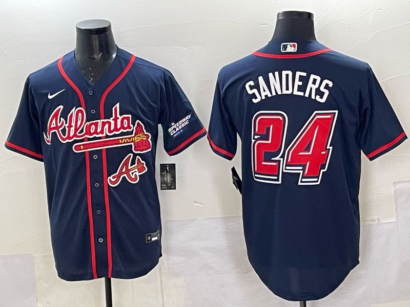 Men Atlanta Braves Nike #24 Sanders Blue 2025 MLB Jersey 04->atlanta braves->MLB Jersey